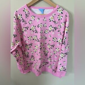 Draper James Natalie Sweatshirt Magnolia Pink Floral Size 1x